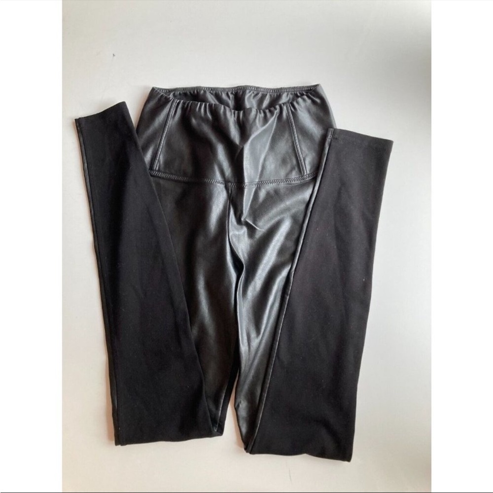 Aritzia WILFRED FREE Daria Tall Black Vegan Leather Ponte Knit Leggings, Size S